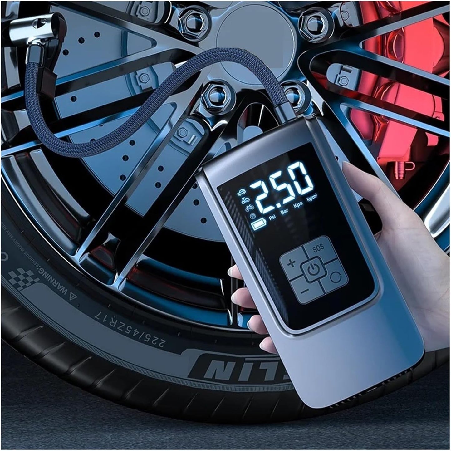 Compresso™ – Draagbare Luchtcompressor met Digitaal Display en Powerbankfunctie